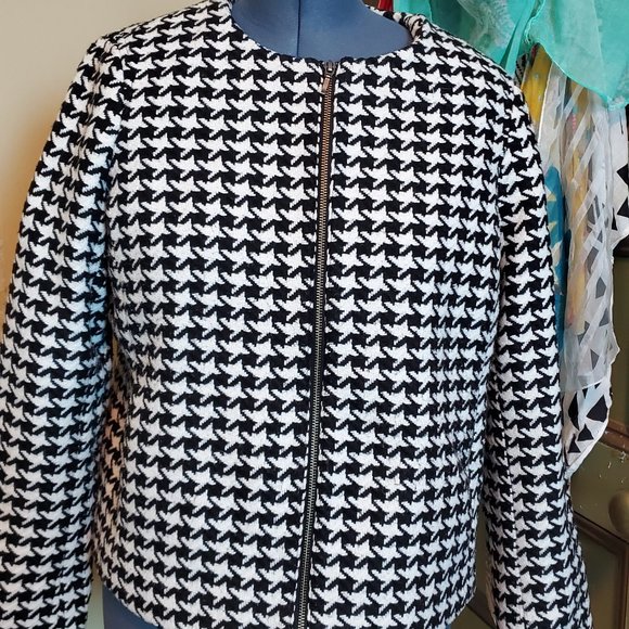 Houndsooth Zip Front Jacket - Picture 1 of 2